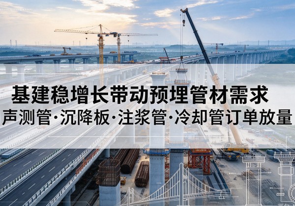 内黄基建稳增长带动预埋监测管材需求，声测管、沉降板、注浆管订单持续放量